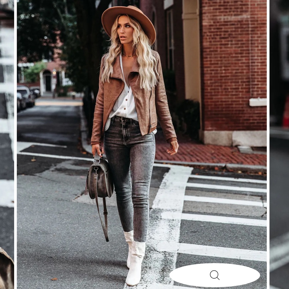 Taupe moto jacket VICI